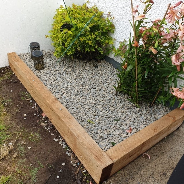 Raised Gravel Garden Bed, Railway Sleepers, Garden Landscaping